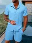 kf-Secc37abb63e14be2ba0c7854bb8662d4z-2024-Summer-New-Men-s-Striped-Polo-Casual-Loose-Breathable-Sweat-Absorption-Short-Sleeve-Shorts-Sports