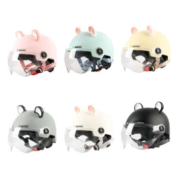 خوذة دراجة نارية خفيفة الوزن مفتوحة الوجه ، خوذة نصف وجه ، ملحق لطيف