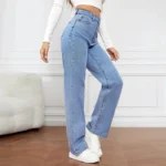 kf-Sdd213513cef34a1c942bbbfacf390c66u-Women-Jeans-Straight-Pants-Denim-Washing-High-Waist-Loose-Fit-Pockets-Basics-Ankle-Length-Pants-Solid