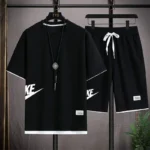 kf-Sd85220a12d014ffc8a30eaae13c2da8fj-2024Summer-Men-s-Waffle-Sets-Casual-T-Shirt-And-Shorts-Set-Male-Sports-Suit-Solid-Color