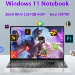 كمبيوتر محمول نحيف للغاية يعمل بنظام Windows 11 Pro ، كمبيوتر مكتبي ومدرس ، كمبيوتر Intel Pentium N3700 ، 16GB ، GB ، New ،