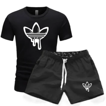 Summer Popular Men's T-shirt+shorts Suit Men Sports Suit Printing Casual Fashion Short-sleeved T-shirt Set Men Joggers Suit Set
