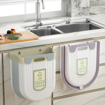 Wall Hanging Trash Can Household Dustbin Hanging Foldable Garbage Basket Large Capacity No Smell Kitchen Bin
