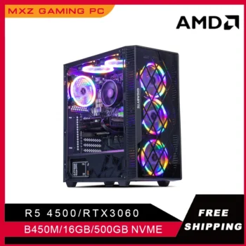 MXZ ألعاب الكمبيوتر Ryzen 5 4500 RTX3060 500GB NVME Windows10 برو مفتاح كمبيوتر مكتبي لوحدة النظام الكمبيوتر تخصيص ألعاب الكمبيوتر كومبل