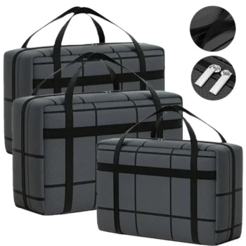 Large Capacity and Super Load-bearing Grey Composite Material Storage Bag Dustproof and Moisture-proof with Zipper 1pc