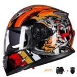 خوذة دراجة نارية كاملة الوجه للبالغين ، خمر ، الرجعية ، السلامة ، عدسة مزدوجة ، موتوكروس ، دراجة نارية ، شهادة نقطة