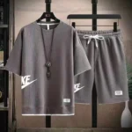 kf-Sd85220a12d014ffc8a30eaae13c2da8fj-2024Summer-Men-s-Waffle-Sets-Casual-T-Shirt-And-Shorts-Set-Male-Sports-Suit-Solid-Color