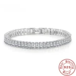 luxury designer 925 Sterling Silver fine Crystal Bracelet For Women fashion Jewelry Engagement Wedding Glamour 18CM