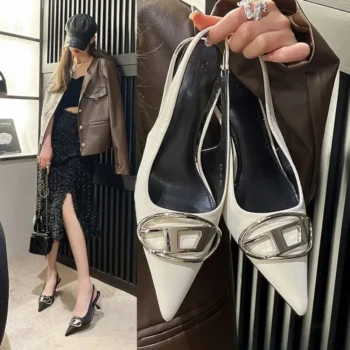 كعب عالي نسائي مدبب من الأمام ، حذاء انزلاقي ، حذاء مكتبي وعملي ، مثير ، موضة ، صيف ، أو ، صندل