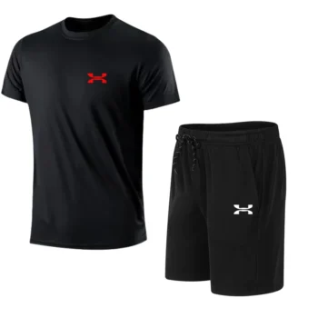 2024 new men's sportswear fitness set running suit casual T-shirt+shorts set breathable jogging sportswear 2-piece set for men
