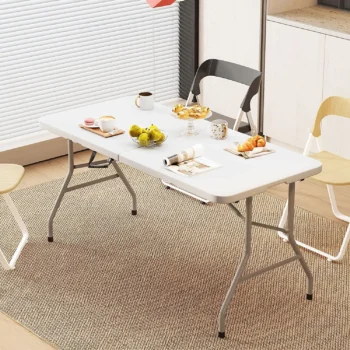 Folding table outdoor HDPE portable stall exhibition rectangular long plastic study table restaurant dining table chairs