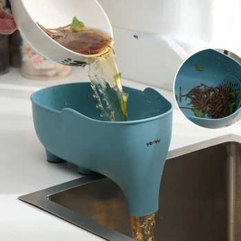 Elephant Drain Basket Multi-purpose Kitchen Storage Drain Basket Household Fruit and Vegetable Basket Plastic Storage Basket
