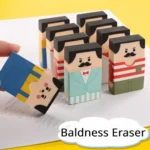 ممحاة رجل أصلع مضحكة للطلاب ، قلم رصاص مطاط دون ترك علامات ، لوحة فنية للطلاب ، أداة تصحيح