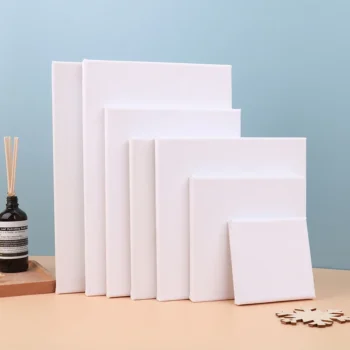 New 1PC White Blank Square Artist Canvas For Oil Painting On Canvas, Acrylic Watercolor Oil Paint With Wood Frame As Primer