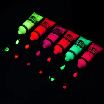 6 Colors Acrylic Paint Glow in the Dark gold Glowing paint Luminous Pigment Fluorescent Powder painting for Nail Art supplies
