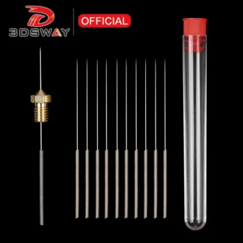 3DSWAY 10pcs Stainless Steel Nozzle Cleaning Needles Tool 0.2 0.3 0.4mm Drill Cleaner DIY Kit For V6 MK8 Nozzle 3D Printer Parts