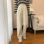 kf-Se2c0df98b07248a28b8ee1e4187f803eA-Vintage-Jeans-Women-s-Spring-Autumn-New-Style-Petite-High-waisted-Slimming-Korean-Straight-leg-Loose