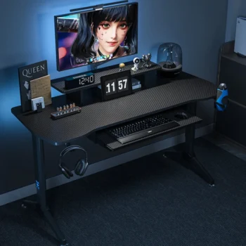 Modern Carbon Fiber Desktop Computer Desk for Office Furniture Game Table Leisure Light Luxury Adjustable Lift Computer Table