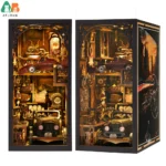 ATUBAN Book Nook Kit Classic Car F1 DIY Wooden Puzzle Bookshelf Insert Decor Dollhouse Model Bookend Building Decoration Gifts