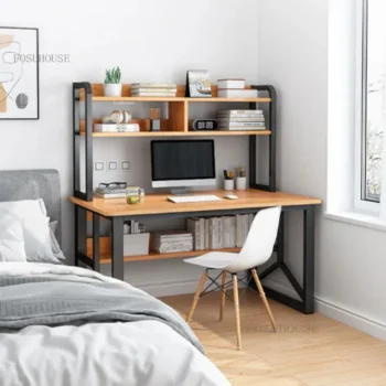Modern Desktop Computer Desks Home Gaming Desk Student Study Desk Table Office Furniture Minimalist Reading Desk with Bookshelf