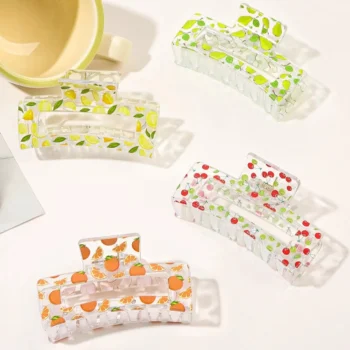 4 Pcs Clear Hair Claws for Thick/Thin Hair Christmas Hair Clips, Exquisite Design Large Hair Clips, Strong Grip Hair Clips, Hair