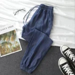 kf-Sae232408594244d893fc86e6dbef5bd9B-Summer-Thin-Ice-Silk-Jeans-Women-Elastic-High-Waist-Drawstring-Harem-Pants-Loose-All-matched-Beam