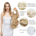 kf-S2eb2db8e648b4e4e9a5648f00104f2bdD-Synthetic-No-Clips-In-Natural-Hair-Extension-Ombre-Black-Blonde-Pink-One-Piece-Long-Wave-Invisible