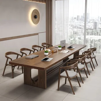 Long gold sandalwood conference table modern simple long table log office reception table workbench desk
