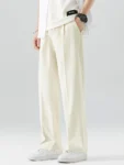 kf-S410cfdb70c104ec3ae233bb89b9dd7cdi-2023-New-Summer-Casual-Pants-Men-Breathable-Polyester-Korean-Fashion-Semi-Wide-Banded-Waist-Slacks-Straight