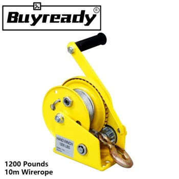 1200 Pounds 10m Wirerope Hand Operated Winch Manual Traction Hoist Winch Crane Bidirectional Self-locking Small Portable Winch