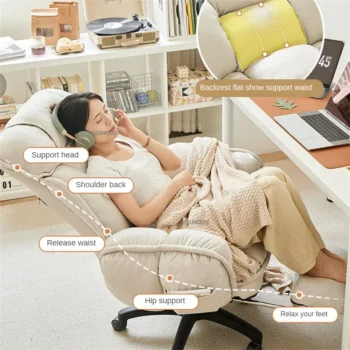 Home Comfortable Computer Chair Ergonomic Office Chair with Footrest Bedroom Lazy Sofa Student Dormitory Computer Gaming Chair