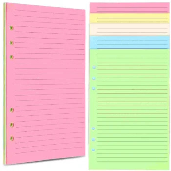 50 Pcs The Notebook Journal Colorful Live Planner Filler Paper Refill Lined A5 Binder 6 Holes Inserts Loose Leaf