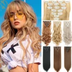 MERISIHAIR Synthetic 7Pcs/Set 22" Wavy Hairpiece Straight 16 Clips Hair Extensions Heat Resistant Styling False Hair