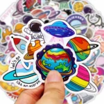 10/100Pcs Cute Stickers Pack Kawaii Space Planet Aesthetic Stationery Supplies Office School Scrapbooking Supplies Korean Paper