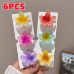 6Pcs Multi-color Flower Hair Claw Summer Beach Fashion Women Hair Clip Bohemia Hairpin Travel Barrette Headwear Accessories