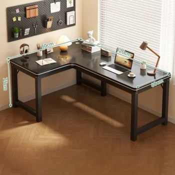 New Corner Computer Desks Home Desktop E-sports Gaming Desks Double Desk with Bookshelf Bedroom Workbench Office Furniture