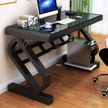 Modern Tempered Glass Computer Desks Home Desktop Gaming Desk Designer Student Reading Desk with Keyboard Tray Office Furniture