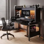 Luxury Wooden Computer Desks Office Furniture Home Student Writing Table Integrated Desk Bookshelf Simple Desktop Gaming Desk