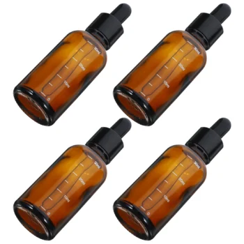 4 Pcs Glass Dropper Bottle Droppers for Oils Empty Bottles Amber with Bottled Essential