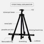 kf-Sb9acfd26a45345a6992ea64ddf2d9caen-Portable-Shrinkable-Drawing-Board-Stand-Metal-Easel-Foldable-Tripod-Height-Adjustable-Art-Supplies-Sketch-tools-160cm