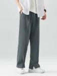 kf-S410cfdb70c104ec3ae233bb89b9dd7cdi-2023-New-Summer-Casual-Pants-Men-Breathable-Polyester-Korean-Fashion-Semi-Wide-Banded-Waist-Slacks-Straight