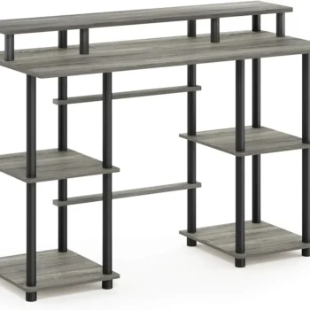 Turn-N-Tube Computer Desk, French Oak Grey/Black
