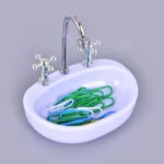 Kitchen Sink Paper Clip Holder Magnetics Paperclips Storage Container Dollhouse Decor Desk Organizer for Kid Adult Gift