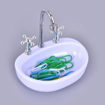 Kitchen Sink Paper Clip Holder Magnetics Paperclips Storage Container Dollhouse Decor Desk Organizer for Kid Adult Gift