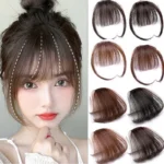 Sunslymei Fake Synthetic Air Bangs Clip-In Hair Extension Fringe False Blunt Hairpiece for Women Clip In Front Hair Bangs