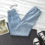kf-Sae232408594244d893fc86e6dbef5bd9B-Summer-Thin-Ice-Silk-Jeans-Women-Elastic-High-Waist-Drawstring-Harem-Pants-Loose-All-matched-Beam
