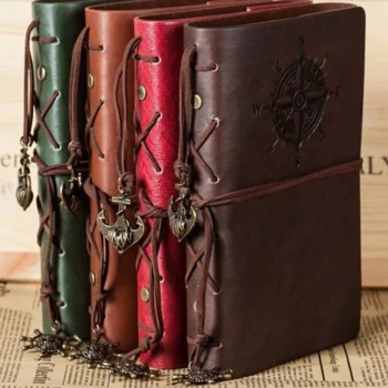 Retro Notebooks & Journals Agenda Binder Sketch Book Leather Soft Cover 14x10cm Replaceable Kraft Paper Inner Korean Stationery