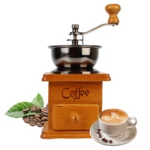 Wooden Manual Coffee Bean Grinder Retro Style With Ceramic Millston Spice Burr Mill Coffee Utensils Stainless Steel Handle