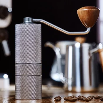 Manual Coffee Bean Grinder 12Coarseness Settings CNC StainlessSteel Core Burr Coffee Grinder Portable Double Bearing Positioning