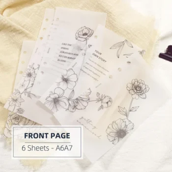 MyPretties 6 Sheets Basic Floral Front Page Refill Papers A6 A7 Filler Papers for 6 Hole Binder Organizer Notebook Papers N.1404